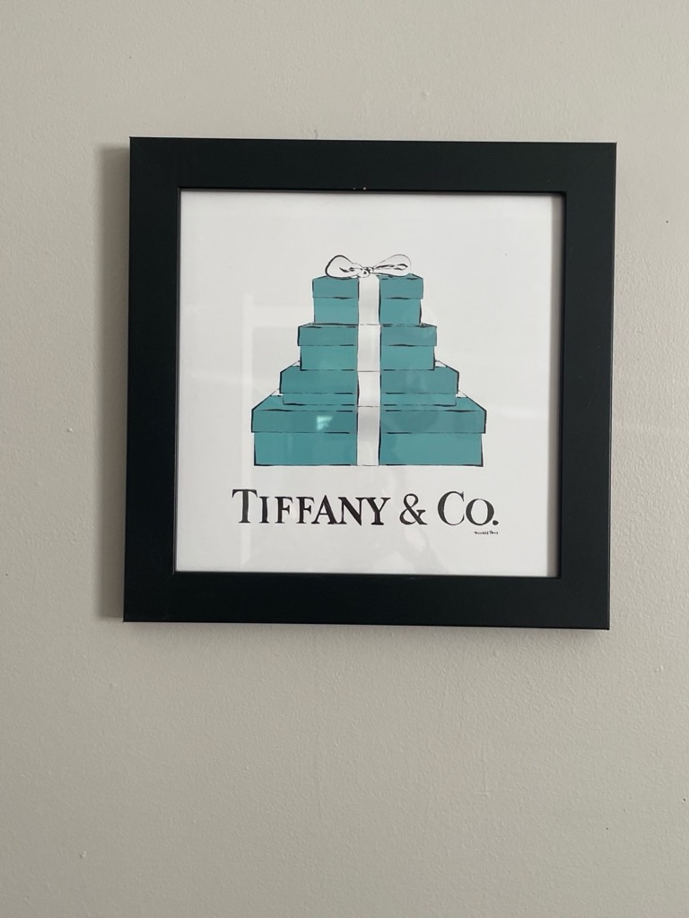 Tiffany & Co. Teal Stack Gift Boxes Wall Art in Black Frame